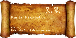 Karli Nikoletta névjegykártya